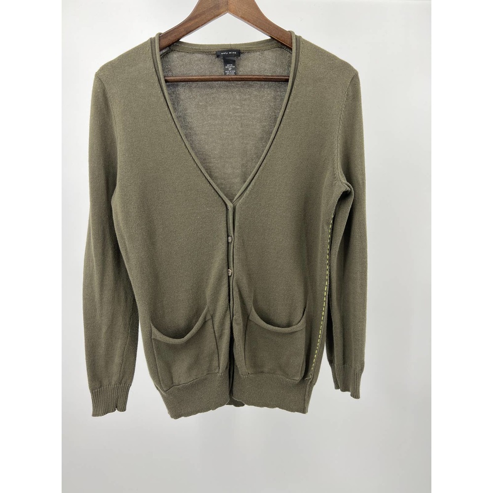Only Mine Olive Green Cardigan Cotton Button Front Women's Size SP